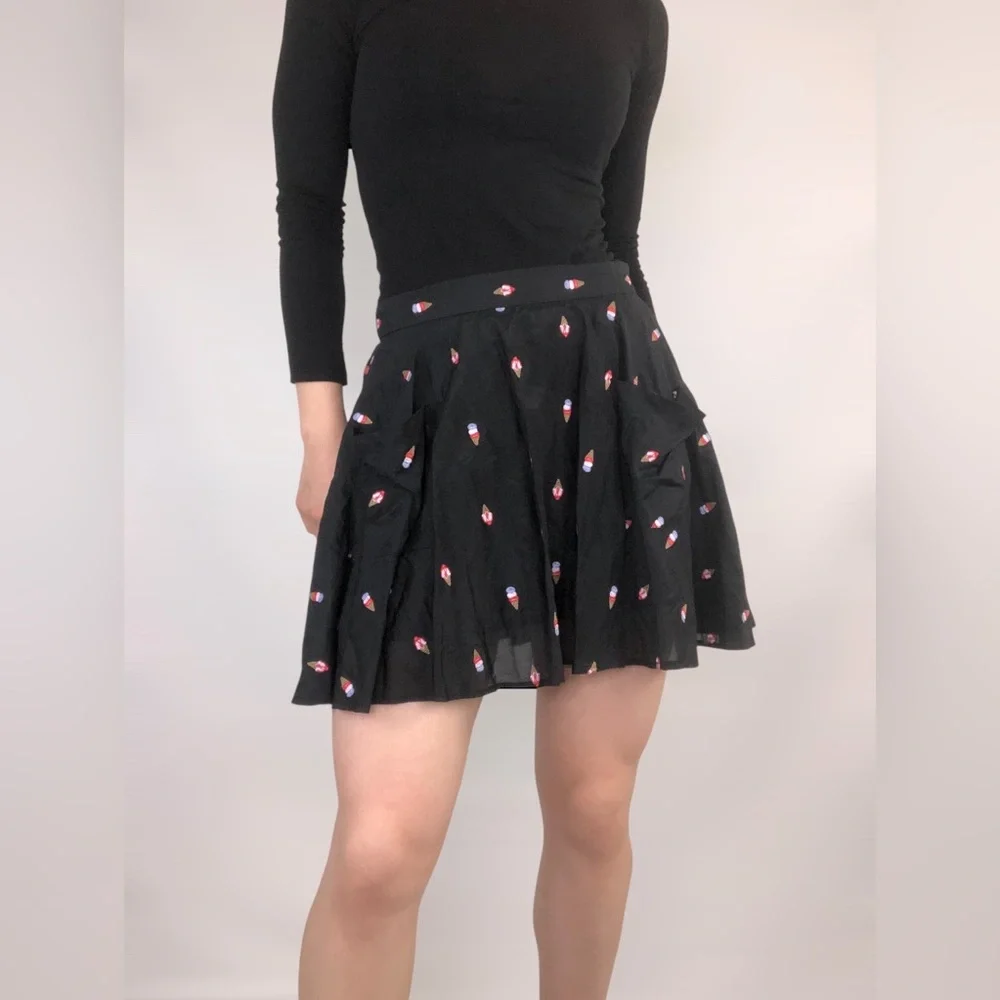 SOLD Fleur du Mal Cotton Silk Ice Cream Embroidered Mini Skirt Croquette - Picture 5 of 10